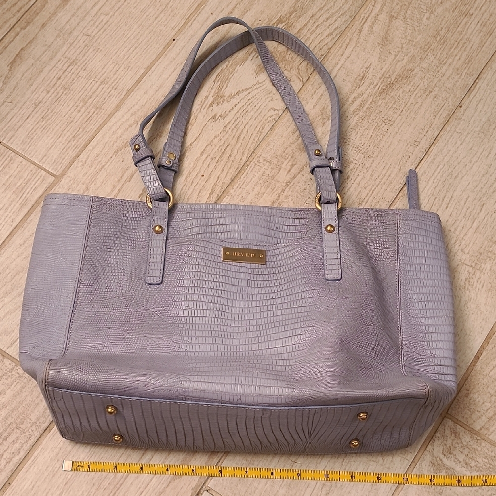 Brahmin Baby BlueGray Textured Tote In EUC!